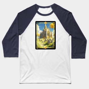 Sunlit Graveyard and Mausoleum Scene - CCG Borderless Full Art - 1st Edition Baseball T-Shirt